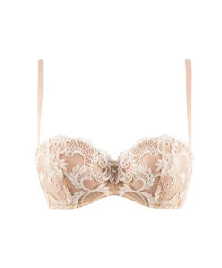 Soutien-gorge Bandeau Bretelles Amovibles Collection De Lingerie Permanente Dressing Floral De Chez Lise Charmel, Coloris Ambre Nacre.