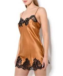 Nuisette Babydoll Sexy Lise Charmel Collection Splendeur Soie, Coloris Ambre (=caramel). -Sous Vêtement Soldes Magasin Babydoll nuisette Lise Charmel Splendeur soie ambre caramel ALC1780 SB profil