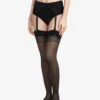Bas Chantal Thomass Transparent 20D Motif Jarretière Siglée CT Et Rayures Opaques Horizontales, à Pointes Renforcées. 