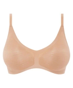 Bralette Avec Coques à Rayures Texturées Collection Soft Stretch Stripes Coloris Sirocco (=peau) De Chez Chantelle Paris.  -Sous Vêtement Soldes Magasin Bralette paddee reglables Chantelle soft stretch stripes sirocco chair C20D10 00Q packshot 10
