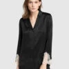 Chemisier En Soie Haut De Pyjama Lise Charmel Collection Splendeur Soie. -Sous Vêtement Soldes Magasin Chemisier haut de pyjama en soie Lise Charmel Splendeur Soie noir ALC3480 SN 501
