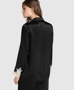 Chemisier En Soie Haut De Pyjama Lise Charmel Collection Splendeur Soie. -Sous Vêtement Soldes Magasin Chemisier haut de pyjama en soie Lise Charmel Splendeur Soie noir ALC3480 SN 502