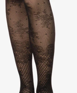 Collant Chantal Thomass Dentelle Opulence 20D Motifs Floraux Pour Une Allure Hyper-féminine.  -Sous Vêtement Soldes Magasin Collant Dentelle Opulence 20D Chantal Thomass Ligne Bas et Collants Noir TTK640 NOIR 3