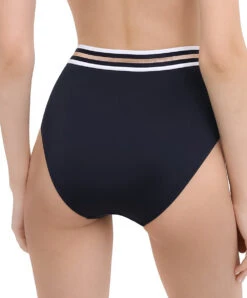 Culotte De Bain Taille Haute Style Rétro Collection Mode Balnéaire Énergie Nautique De Chez Lise Charmel. -Sous Vêtement Soldes Magasin Culotte de bain taille haute retro Lise Charmel bain Energie nautique bleu encre ABA0235 EN 802