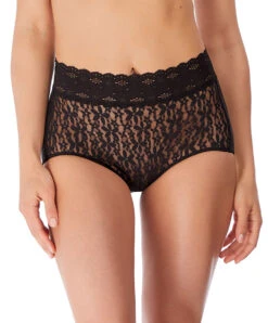 Culotte Dentelle Taille Haute De La Collection De Lingerie Permanente Wacoal Halo Lace, Coloris Noir.