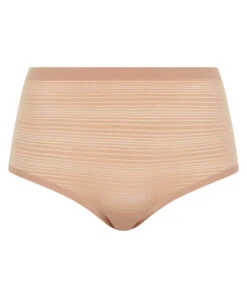 Culotte Haute à Rayures Texturées Collection Soft Stretch Stripes Coloris Sirocco (=peau) De Chez Chantelle Paris. 