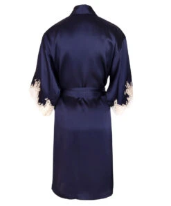 Déshabillé En Soie Splendeur Soie De Chez Lise Charmel. -Sous Vêtement Soldes Magasin Deshabille en soie Lise Charmel Splendeur Soie Bleu marine ALC2080 SM packshot dos