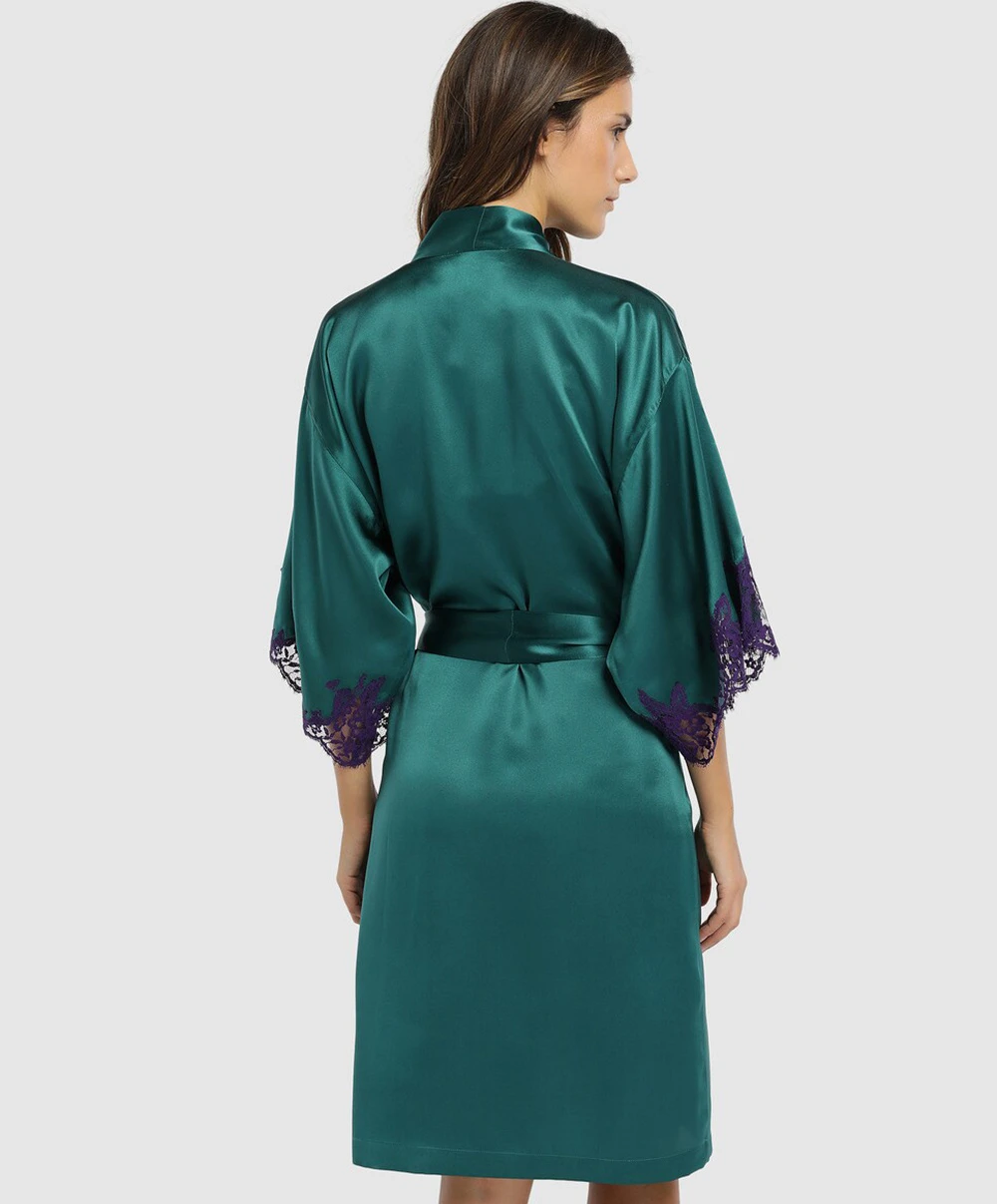 Déshabillé En Soie Collection Splendeur Soie Coloris Splendeur Turquoise. 4 Déshabillé En Soie Collection Splendeur Soie Coloris Splendeur Turquoise. – Image 2