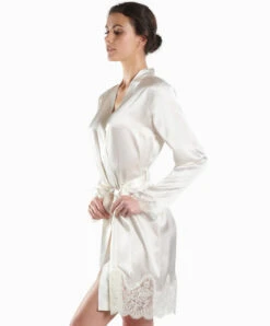 Kimono En Soie Aubade Collection Nightwear De Luxe Toi Mon Amour (ex. Soie D'Amour) Coloris Nacre. -Sous Vêtement Soldes Magasin Deshabille en soie Soie d Amour Aubade nacre MS65 NACR 2