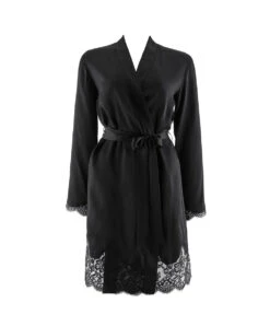 Kimono En Soie Aubade Collection Nightwear De Luxe Toi Mon Amour (ex. Soie D'Amour) Coloris Noir. -Sous Vêtement Soldes Magasin Deshabille en soie Soie d Amour Aubade noir MS65 NOIR 4