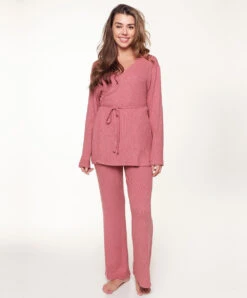Ensemble Pyjama Femme Palazzo "Cream" Avec Veste Collection Nightwear De Chez Lingadore.