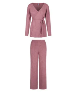 Ensemble Pyjama Femme Palazzo "Cream" Avec Veste Collection Nightwear De Chez Lingadore. -Sous Vêtement Soldes Magasin Ensemble pyjama Palazzo dusty cedar Lingadore Lingadore nightwear bois de rose 6910SET 34 CEDR 10