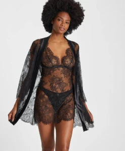 Kimono Aubade De La Collection Histoire D'un Soir. 10 Kimono Aubade De La Collection Histoire D'un Soir. -Sous Vêtement Soldes Magasin Kimono histoire d un soir Aubade noir RZ65 NOIR 3
