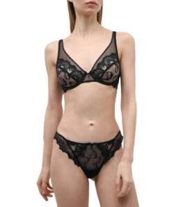 Mini-string Collection De Lingerie Permanente Dressing Floral De Chez Lise Charmel, Coloris Noir.  -Sous Vêtement Soldes Magasin Mini string Lise Charmel Dressing Floral noir ACC0988 NO 503