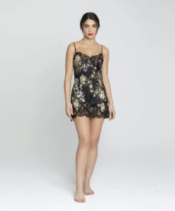 Nuisette Babydoll Sexy De La Collection Lingerie De Luxe Déesse En Glam Par Lise Charmel.  -Sous Vêtement Soldes Magasin Nuisette babydoll Lise Charmel Deesse en glam noir or ALH1715 OG 4