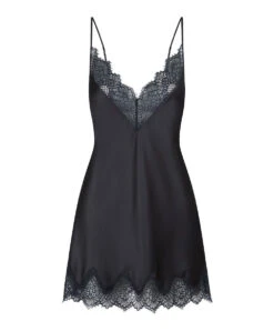 Nuisette Satinée Sexy "black/peacock" Collection Nightwear De Chez Lingadore. -Sous Vêtement Soldes Magasin Nuisette satinee sexy black peacock Lingadore Lingadore nightwear noir 6811CH 27 BKPK 10