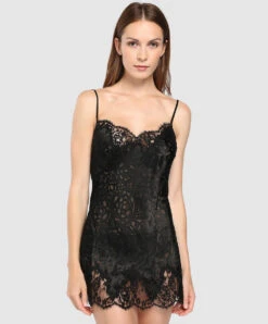 Nuisette Babydoll Sexy En Soie Et Viscose Collection De Lingerie Permanente Dressing Floral De Chez Lise Charmel, Coloris Noir.  -Sous Vêtement Soldes Magasin Nuisette sexy babydoll Lise Charmel Dressing Floral noir ALC1788 NO 503