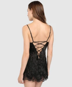 Nuisette Babydoll Sexy En Soie Et Viscose Collection De Lingerie Permanente Dressing Floral De Chez Lise Charmel, Coloris Noir.  -Sous Vêtement Soldes Magasin Nuisette sexy babydoll Lise Charmel Dressing Floral noir ALC1788 NO 504