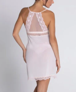 Nuisette Sexy En Soie Ligne Sublime En Dentelle De La Marque De Lingerie Française Lise Charmel, Coloris Rose Sublime. -Sous Vêtement Soldes Magasin Nuisette sexy en soie Lise Charmel Sublime en dentelle rose poudre rose sublime ALH1213 OS 2
