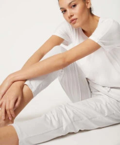 Pantalon Femme à Rayures Quietgrey Stripes Collection Mix And Match De Chez Skiny Bodywear.  -Sous Vêtement Soldes Magasin Pantalon femme a rayures quietgrey stripes Sleep Mix and Match Skiny rayures grises fond ecru S 080780 S334 3