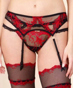 Porte-jarretelles Noir Et Rouge Collection Invitation Sexy De Chez Lise Charmel.
