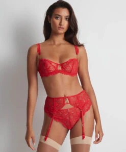 Porte-jarretelles Aubade De La Collection Lingerie Flowermania. -Sous Vêtement Soldes Magasin Porte jarretelles flowermania Aubade rouge LA50 ROFL 1
