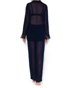 Sous Vêtement Soldes Magasin -Sous Vêtement Soldes Magasin Pyjama en soie Lise Charmel Soir de Venise Bleu marine ALA3003 BV dos
