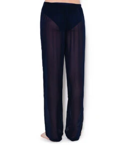 Pyjama En Satin De Soie Doux Et Confortable Soir De Venise Par Lise Charmel. -Sous Vêtement Soldes Magasin Pyjama en soie Lise Charmel Soir de Venise Bleu marine ALA3003 BV pantalon dos