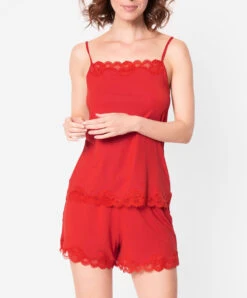 Short Mi-long Collection Homewear Simply Perfect En Coloris Rouge Capucine De Chez Antigel Par Lise Charmel. -Sous Vêtement Soldes Magasin Short mi long Antigel de Lise Charmel Simply perfect rouge capucine rouge ENA0306 RC 503