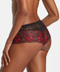 Shorty Sexy Collection Mélodie D'Été De Chez Aubade, Coloris Black Cherry. -Sous Vêtement Soldes Magasin Shorty Melodie d ete black cherry Aubade rouge et noir IC70 BCHE 2