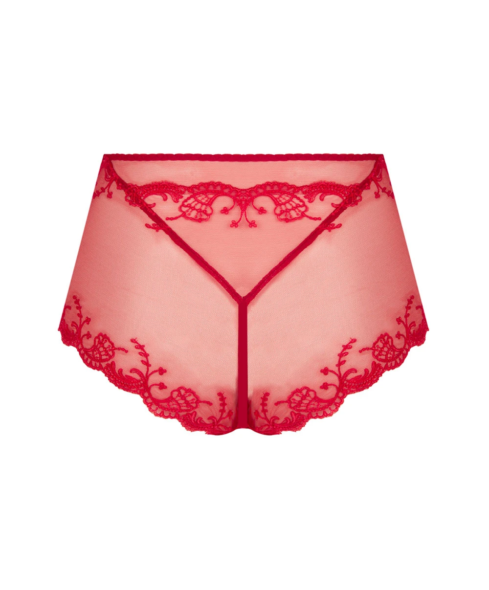 Shorty Taille Haute Sexy En Soie Nude Collection Splendeur Soie, Coloris Rouge. 12 Shorty Taille Haute Sexy En Soie Nude Collection Splendeur Soie, Coloris Rouge. – Image 10