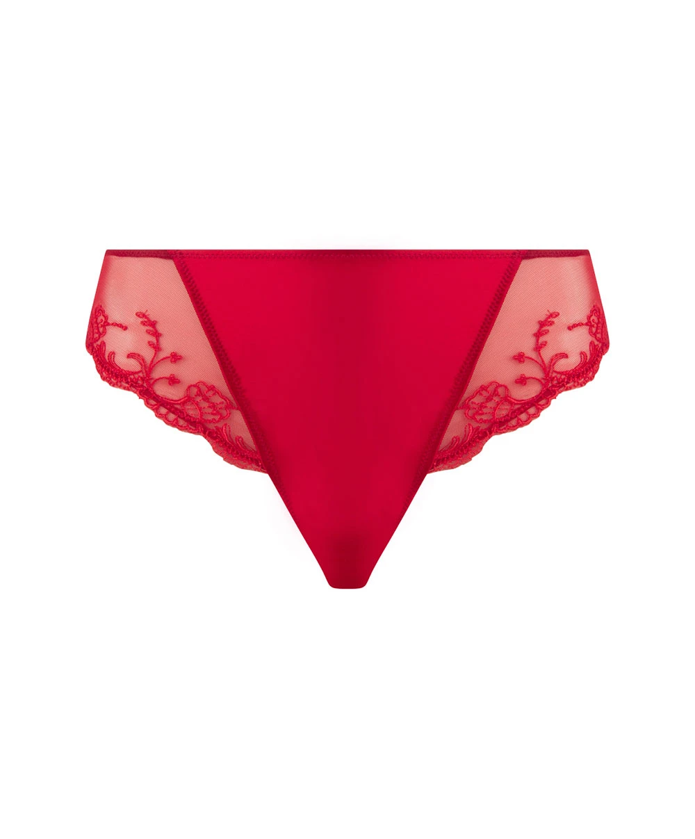 Slip "fantaisie" à Dos Opaque En Soie Lise Charmel Collection Splendeur Soie, Coloris Rouge. 9 Slip "fantaisie" à Dos Opaque En Soie Lise Charmel Collection Splendeur Soie, Coloris Rouge. – Image 7