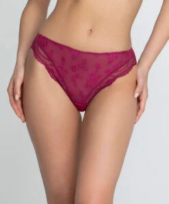 Slip Dos Opaque Ligne Sublime En Dentelle De La Marque De Lingerie Française Lise Charmel, Coloris Fuchsia Sublime. -Sous Vêtement Soldes Magasin Slip fantaisie Lise Charmel Sublime en dentelle fuchsia ACH0213 FS 1