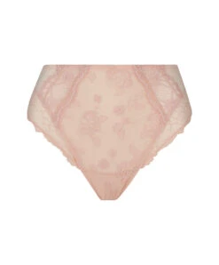 Slip Haut Ligne Sublime En Dentelle De La Marque De Lingerie Française Lise Charmel, Coloris Rose Sublime. -Sous Vêtement Soldes Magasin Slip haut Lise Charmel Sublime en dentelle rose poudre rose sublime ACH0313 OS 1001