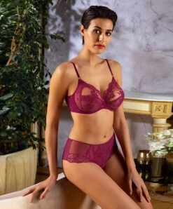 Soutien-gorge Couvrant Grande Taille à Armatures Ligne Sublime En Dentelle De La Marque De Lingerie Française Lise Charmel, Coloris Fuchsia Sublime. -Sous Vêtement Soldes Magasin Soutien gorge armature bien etre Lise Charmel Sublime en dentelle fuchsia ACH6113 FS fashion 2