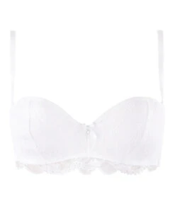 Soutien-gorge Bandeau Bretelles Amovibles Collection De Lingerie Blanche Féérie Couture Par Lise Charmel. -Sous Vêtement Soldes Magasin Soutien gorge bandeau bretelles amovibles Lise Charmel Feerie Couture blanc ACH5674 BL 1001
