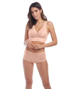 Soutien-gorge Brassière Sans Armatures Collection Net Effects De Chez Wacoal. -Sous Vêtement Soldes Magasin Soutien gorge brassiere sans armatures Wacoal Net Effects Rosedust peau rosee WA810340 253 ensemble