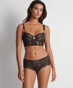 Soutien-gorge Bustier Aubade De La Collection Lingerie Flowermania. -Sous Vêtement Soldes Magasin Soutien gorge bustier flowermania Aubade noir LA36 NOIR 1