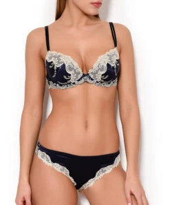 Soutien-gorge Coque Splendeur Soie De La Marque Lise Charmel -Sous Vêtement Soldes Magasin Soutien gorge coque Lise Charmel Splendeur Soie Bleu marine ACC8580 SM ensemble