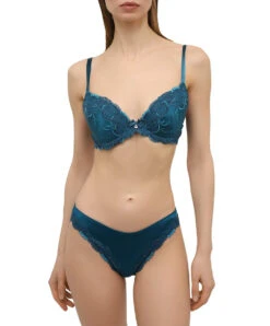 Soutien-gorge Coque En Soie Lise Charmel Collection Splendeur Soie Coloris Cyan à Mi-chemin Entre Le Bleu Et Le Vert, Dans L'esprit D'un Plumage De Paon. -Sous Vêtement Soldes Magasin Soutien gorge coque en soie Lise Charmel Splendeur soie cyan bleu vert ACC8580 SC 3