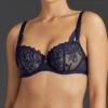 Soutien-gorge Corbeille Aubade De La Collection Femme Passion. -Sous Vêtement Soldes Magasin Soutien gorge corbeille Femme passion Aubade bleu nuit MI14 CREP