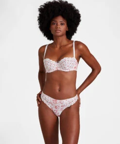 Soutien-gorge Corbeille Collection Lingerie Bahia & Moi Coloris Tangerine (blanc Et Détails Couleur Corail) De Chez Aubade Paris. -Sous Vêtement Soldes Magasin Soutien gorge corbeille bahia et moi tangerine Aubade blanc et corail PY14 2 TANR 3