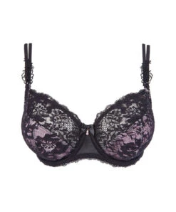 Soutien-gorge Corbeille Fitting Par Éprise De Lise Charmel Collection Dentelle Lotus Coloris Noir Lilas. -Sous Vêtement Soldes Magasin Soutien gorge corbeille grande taille dentelle lotus Eprise de Lise Charmel noir lilas BCG2825 NL PS1