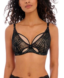 Soutien-gorge Décolleté Plongeant Armature Apex Haute Collection Permanente De Dessous Sexy Freya Fatale De La Maison Freya Lingerie, Coloris Noir. 