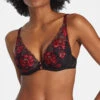 Soutien-gorge Foulard Effet Push Sexy Collection Mélodie D'Été De Chez Aubade, Coloris Black Cherry. -Sous Vêtement Soldes Magasin Soutien gorge foulard effet push up Melodie d ete black cherry Aubade rouge et noir ICN81 BCHE 1