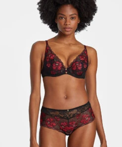 Soutien-gorge Foulard Effet Push Sexy Collection Mélodie D'Été De Chez Aubade, Coloris Black Cherry. -Sous Vêtement Soldes Magasin Soutien gorge foulard effet push up Melodie d ete black cherry Aubade rouge et noir ICN81 BCHE 3