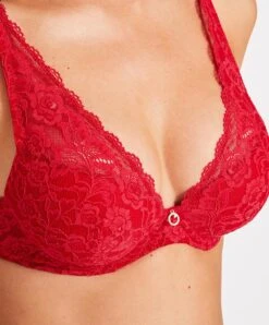 Soutien-gorge Foulard Triangle Plunge Effet Push Rouge De La Collection Lingerie Permanente Rosessence Par Aubade Paris. -Sous Vêtement Soldes Magasin Soutien gorge foulard triangle plunge effet push Rosessence gala Aubade rouge HK81 GALA 16