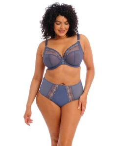Soutien-gorge Grande Taille Décolleté Plongeant De La Collection Matilda Par Elomi, Coloris Denim Daisiy. -Sous Vêtement Soldes Magasin Soutien gorge grande taille armature plongeant Elomi Matilda bleu denim daisy EL8900 DNY 502