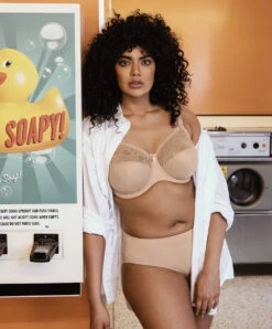 Soutien-gorge Emboitant Grande Taille à Armatures Elomi Collection Morgan, Coloris Sahara (=sable). -Sous Vêtement Soldes Magasin Soutien gorge grande taille couvrant armature Elomi Morgan sahara Chair EL4111 SAH 10