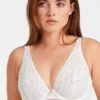 Soutien-gorge Grande Taille Triangle Plunge De La Collection Lingerie Permanente Rosessence Par Aubade Paris. -Sous Vêtement Soldes Magasin Soutien gorge grande taille triangle plunge confort Rosessence opale Aubade nacre HK12 02 OPAL 12